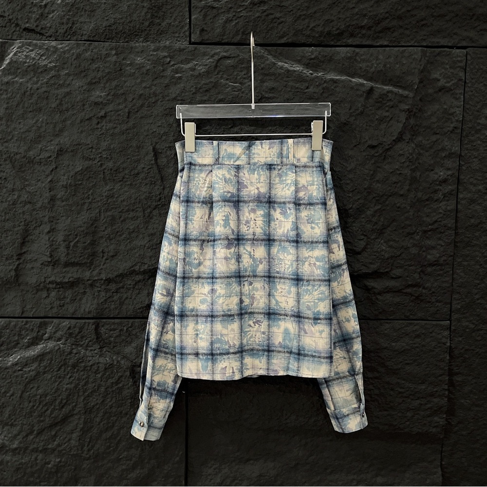 Acne Studios Blue and White Gradient Check Bandeau Blouse - Picture 3 of 12